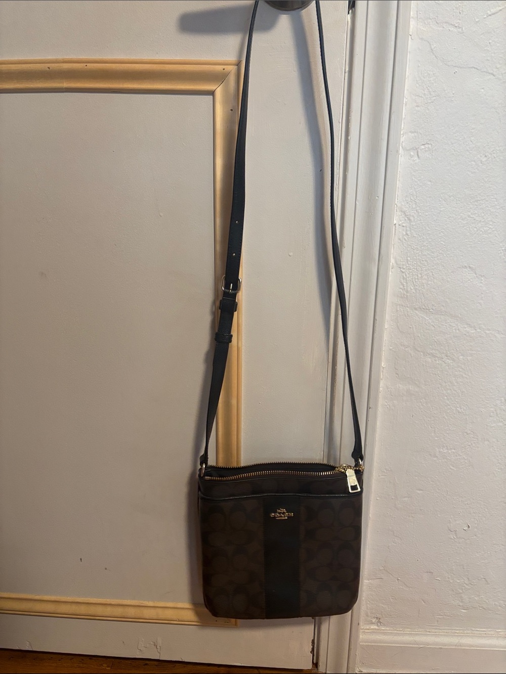 Coach Brown and Black Signature Crossbody with Gold Hardware - Picture 2 of 4